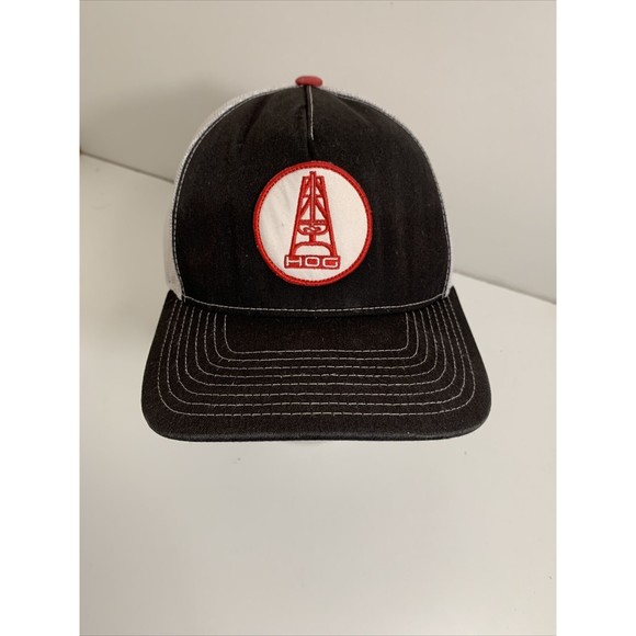 Hooey Oil Gear HOG Black w/ White Mesh SnapBack Trucker Hat Cap Snapback - Picture 1 of 12